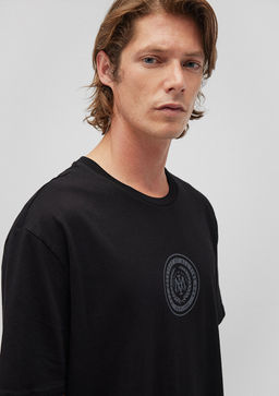 Muhur Logo Bask?l? Siyah Tisort - Mavi фото 4