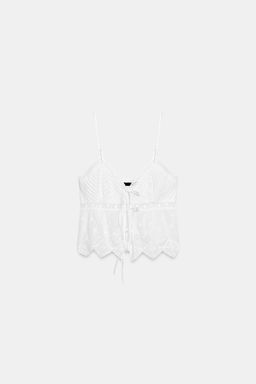 TOP TIRANTES BORDADOS LAZOS / Crudo - Zara фото 2