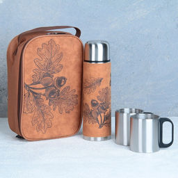 Подарочный набор «Листья»: термос 500 мл, кружка 2 шт х 170 мл