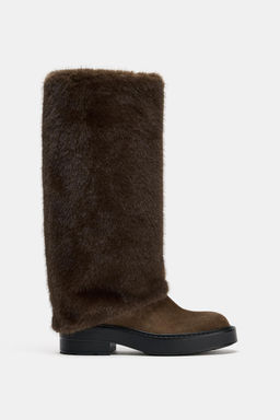 FLAT FAUX FUR BOOTS - Zara фото 3