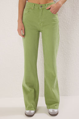 TRENDYOLMILLA Ekru Yuksek Bel Wide Leg Jeans TWOAW24JE00274 фото 9