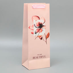 Пакет подарочный ламинированный под бутылку, упаковка, «You are beautiful», 13×36×10 см