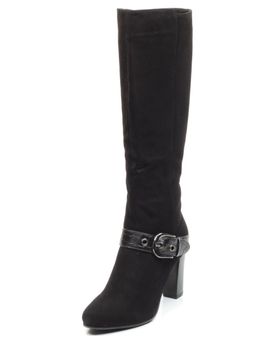 02-MB051-211M BLACK Сапоги зимние женские (натуральная замша, натуральный мех (еврозима))