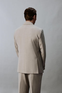 BLAZER TRAJE CONFORT CON LANA / Gris / Beige - Zara фото 3