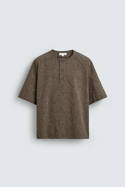 CAMISA POLO CON LINO / Khaki - Zara фото 7