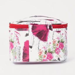 Косметичка на молнии, цвет белый/красный