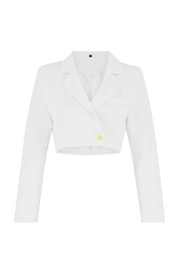 TRENDYOLMILLA Siyah Crop Astarl? Dokuma Blazer Ceket TWOAW22CE0086  фото 21