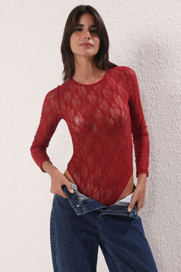 TRENDYOLMILLA Siyah Dantel Ajurlu/Delikli Kaps?z C?tc?tl? Orme Body THMAW25BD00001