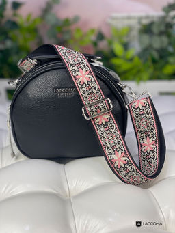 LACCOMA ремень 1000-22-5-узор-черн/беж/розов полиэстр