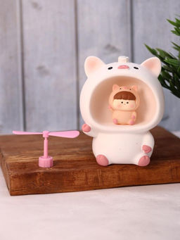 Kопилка - ночник Baby pig fan, white (13,5 см), пластик