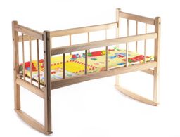 Кроватка-качалка из бука/дуба с матрасом арт.7887 (длина 55см)