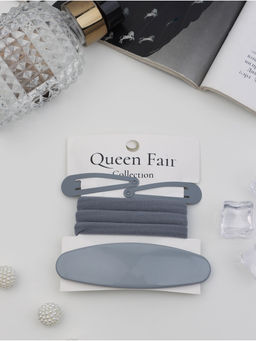 Цена за 6 шт. Набор для волос QF «Авиталь», 3 резинки 6 см, заколка-автомат 9 см, 2 невидимки 4.5 см, серый