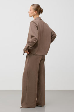 ЕВТ 3245/черный кофе,имитация текстиля рубашка жен