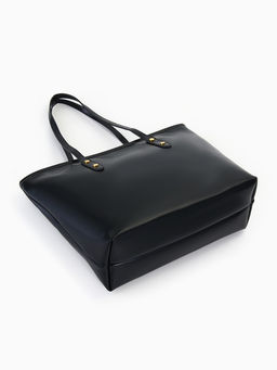 Сумка-шопер женская на молнии, размер 30.5×12×27 см, однотонная, чёрная