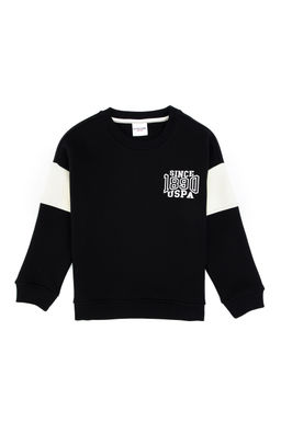 Erkek _ocuk Siyah Bisiklet Yaka Sweatshirt