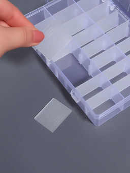 Органайзер для мелочей, передвижные ячейки, 24 ячейки, 19.5×13.3×3.5 см, прозрачный