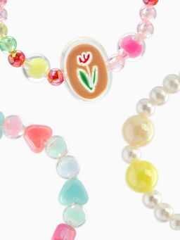 Цена за 2 шт. Браслеты детские набор 3 шт. «Выбражулька. цветочек Тюльпан и Сердце», d=5.5 см, МИКС