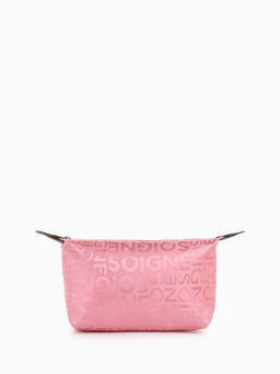Цена за 2 шт. Косметичка на молнии простая, маленькая, с рисунком Надписи, розовая - Simaland фото 2