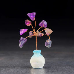 Цена за 2 шт. Денежное дерево декоративное «Сувенир бонсай. Мудрость. Аметист», натуральный камень, 7×3 см