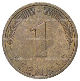 Монета 1 пфенниг 1972 года J Германия