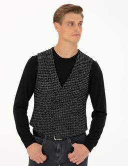 Спортивный жилет приталенного кроя из смесовой шерсти антрацитового цвета - Cacharel фото 2