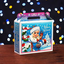 Цена за 10 шт. Подарочная коробка С Новым годом! 17,3 х 6,5 х 15 см