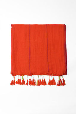STRIPED FRINGED LINEN BLEND SCARF - Zara фото 5