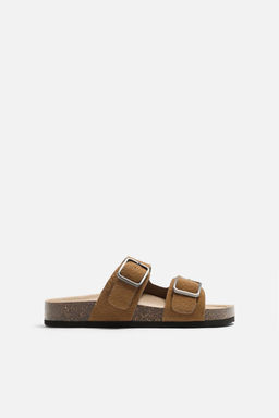 DOUBLE BUCKLE LEATHER SANDALS - Zara фото 9