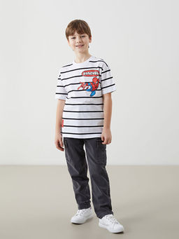 Bisiklet Yaka Spider-Man Bask?l? Erkek ?ocuk Ti??rt