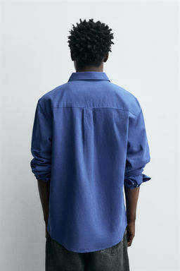CAMISA REGULAR FIT LINO - ALGOD?N / Azul?n - Zara фото 3