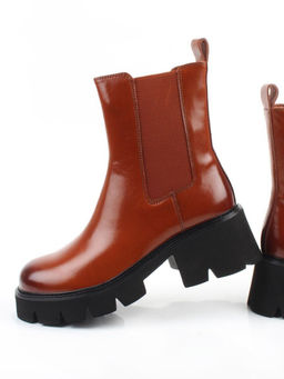 01-BE22B-4C BROWN Ботинки демисезонные женские (натуральная кожа, байка)