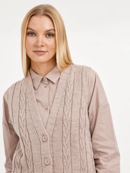 кардиган женский без рукавов с косами - Glenfield фото 5