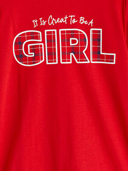 Bisiklet Yaka Bask?l? K?z ?ocuk Pijama Tak?m? Anne K?z Kombini