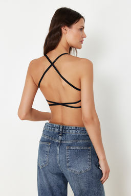 Trendyolmilla Siyah-Beyaz 2li Seamless/Dikisiz Ip Ask?l? Balensiz Kaps?z Bralette Orme Sutyen THMSS24SU00062 фото 18