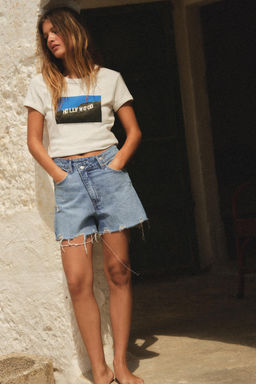 HIGH-WAIST CROSSOVER WAIST TRF MOM FIT DENIM BERMUDA SHORTS - Zara фото 17