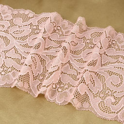 Кружевная эластичная ткань, 170 мм, 2.7±0.5 м, розово-бежевая