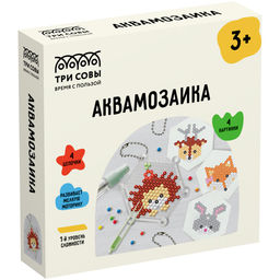 Набор для творчества "Аквамозаика. Лесные животные" 4 картинки (AQB_54276, "ТРИ СОВЫ") в коробке