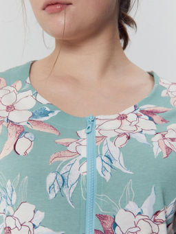 Халат женский зеленый с принтом акварельные цветы - Mark formelle фото 7