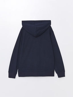 Kap??onlu Basic Uzun Kollu K?z ?ocuk Fermuarl? Sweatshirt