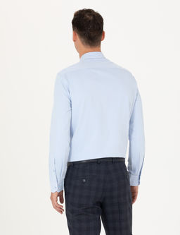A__k Mavi Slim Fit Uzun Kollu Basic G_mlek