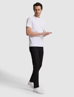 Beyaz Slim Fit Pamuk Kar___ml_ Bisiklet Yaka Basic T-shirt