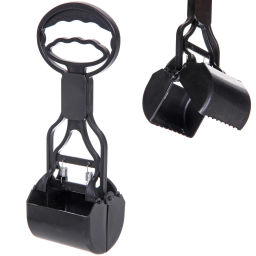 Совок - ковш для уборки за животными "Безконтактный", цвет черный, 28*7,5*9см (лейбл)