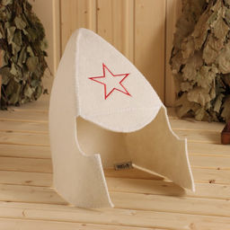 Шапка для бани Буденовка, белая