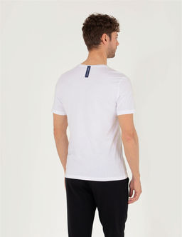 Beyaz Slim Fit Bask_l_ Bisiklet Yaka Ti__rt - Pierre cardin фото 5