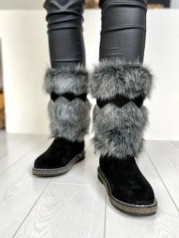 сапоги унты Чернобурка, натуральный велюр,натуральна овчина войлочная подошва .