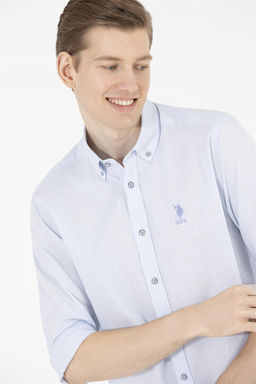 U. S. Polo Assn / Мужская синяя рубашка с длинным рукавом - U.s. polo assn фото 9