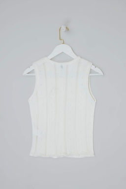 Ekru Bisiklet Yaka Vucudu Saran Dugme Detayl? Triko Ince Bluz TWOSS26BZ00293 - Trendyolmilla фото 2