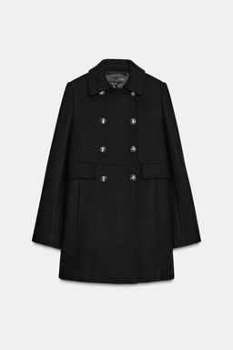 SHORT DOUBLE-BREASTED WOOL COAT - Zara фото 12