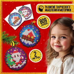 Аквамозаика Подвесы с Дед Морозом и Домиком, 2 фигурки, 809 шариков - Школа талантов фото 5