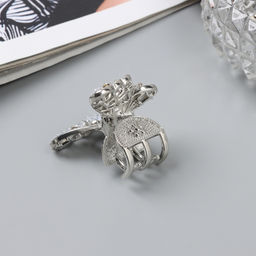 Цена за 6 шт. Крабик для волос «Доротеа», бабочка, 4 см, серебро